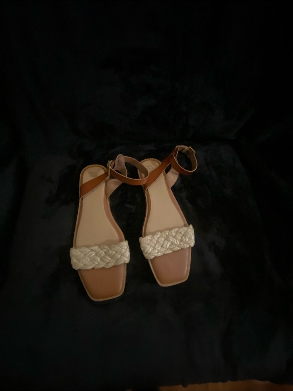 Time and Tru Tan and Cream Braided Strap Sandals